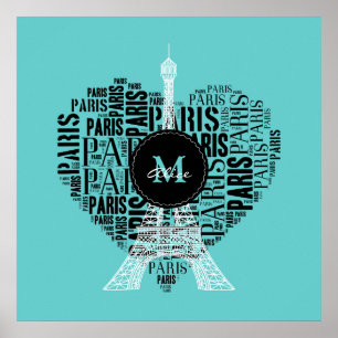 Póster Torre Eiffel de Paris   do amor de Personalizable