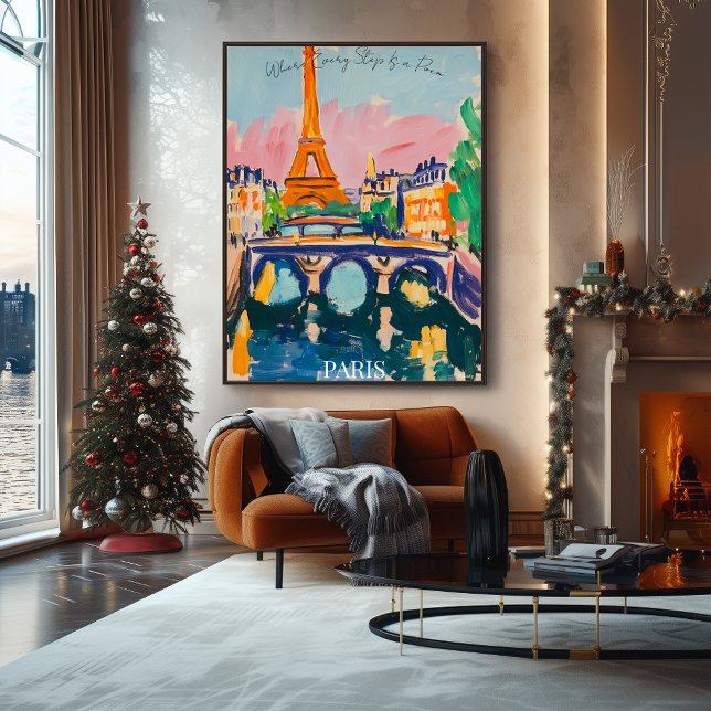 Poster Torre Eiffel de Paris e Ponte em Fauvist Artístico (Criador carregado)