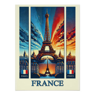 Póster Torre Eiffel de Paris vibrante - Poster França
