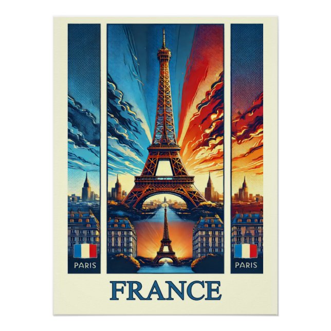 Póster Torre Eiffel de Paris vibrante - Poster França (Frente)
