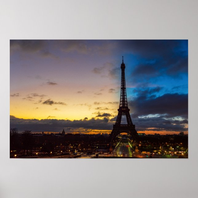 Poster Torre Eiffel de Trocadero durante a noite (Frente)