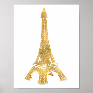 Póster Torre Eiffel Dourada