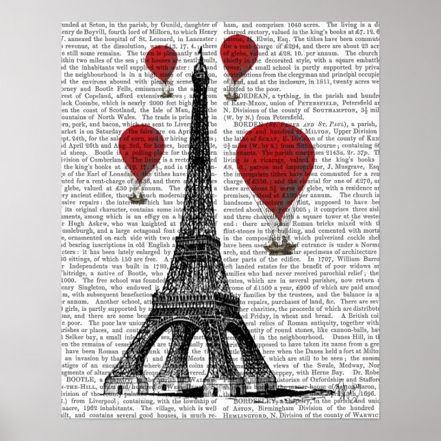 Poster Torre Eiffel e Balões de Ar Quente Vermelho (Frente)