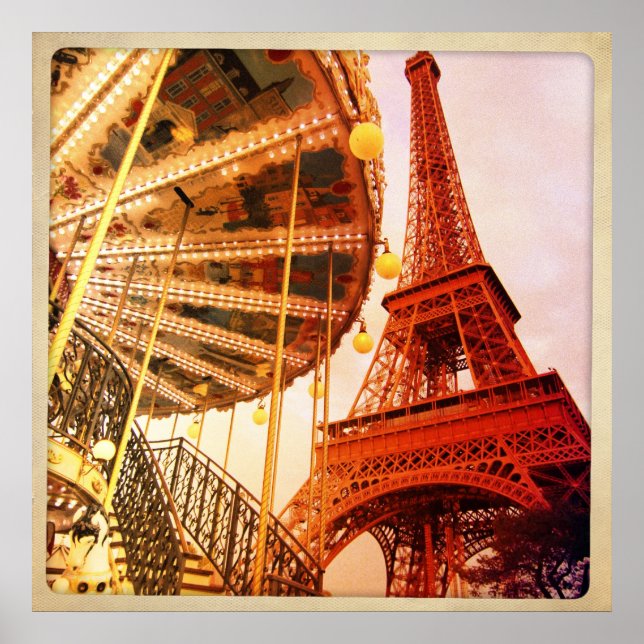 Poster Torre Eiffel e Carrousel (Frente)