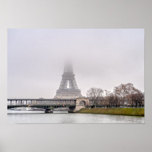 Poster Torre Eiffel e ponte Bir-hakeim em um dia de névo