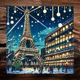 Poster Torre Eiffel em Paris, França na hora de Natal
