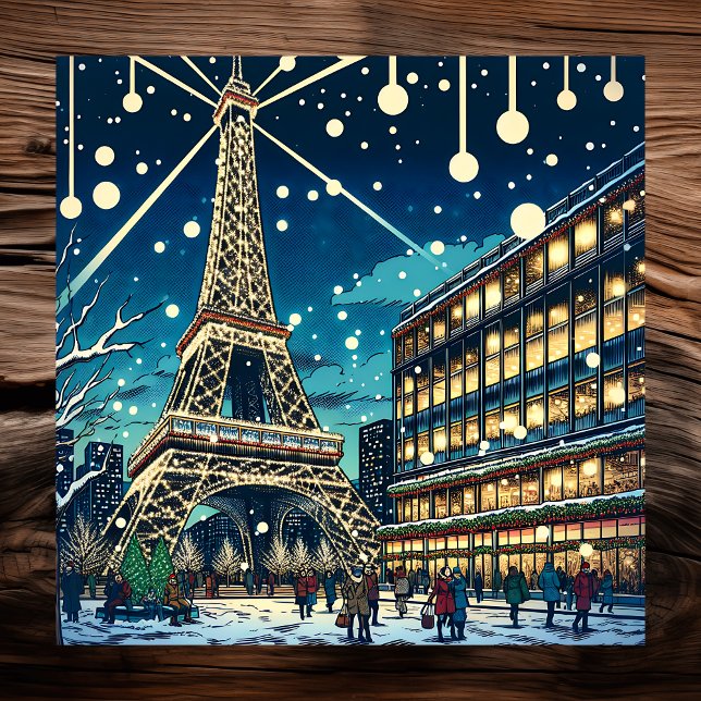 Poster Torre Eiffel em Paris, França na hora de Natal (Criador carregado)