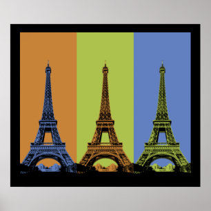 Póster Torre Eiffel em Paris Triptych