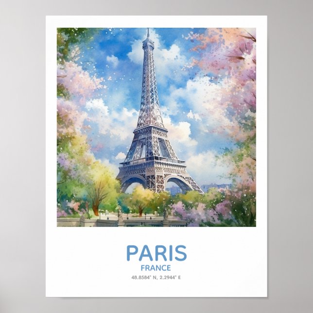 Poster Torre Eiffel em Primavera - Paris, França (Frente)