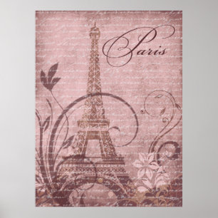 Poster Torre Eiffel Fleur de Paris 30"x40" rosa