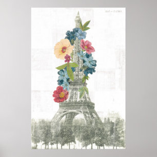 Poster Torre Eiffel Floral   Paris, França