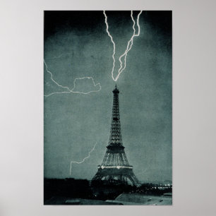 Póster Torre Eiffel golpeada