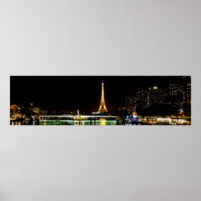 Poster Torre Eiffel iluminada em Paris à noite (Frente)