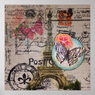 Poster Torre Eiffel moderna de Paris do vintage da