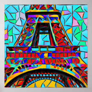 Poster Torre Eiffel no estilo de Robert Delaunay.