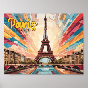Poster Torre Eiffel Paris França Arte Pop Ilustração de V