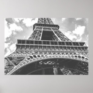 Póster Torre Eiffel, Paris, France em preto e branco
