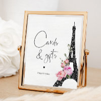 Torre eiffel paris preto rosa Cartões e presentes