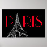Poster Torre Eiffel Paris Viagem Black White Pop Art<br><div class="desc">Anúncios de Viagem europeia - Vintage Paris Viagem</div>