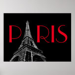 Poster Torre Eiffel Paris Viagem Black White Pop Art<br><div class="desc">Anúncios de Viagem europeia - Vintage Paris Viagem</div>