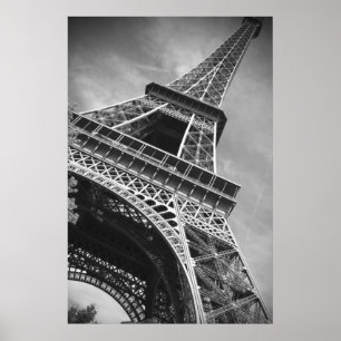 Poster Torre Eiffel Preta e Branca a Partir de Baixo