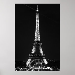 Poster Torre Eiffel Preto e Branco em Paris à Noite