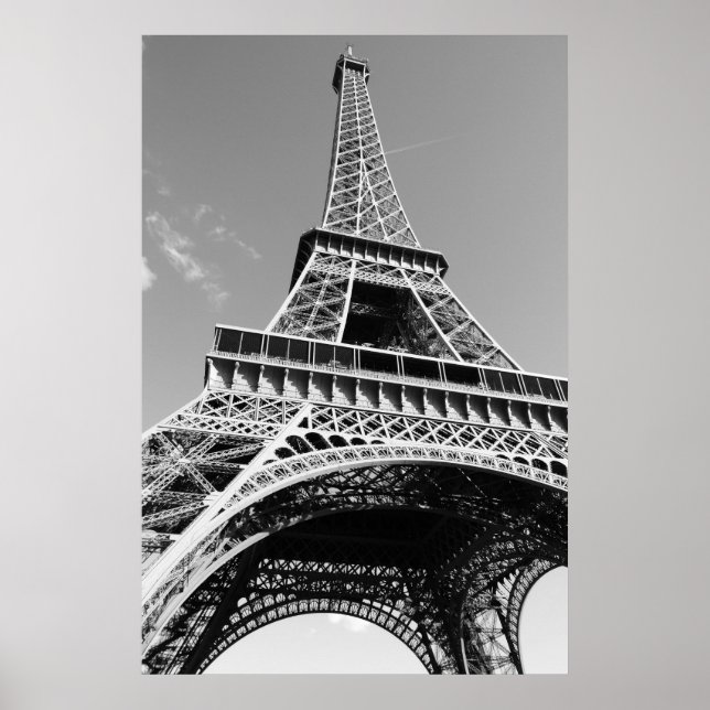Póster Torre Eiffel Preto e Branco Paris Romance Cidade (Frente)
