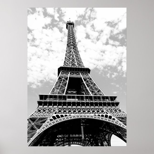 Póster Torre Eiffel Preto e Branco Paris Viagem (Frente)