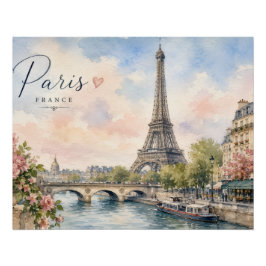 Póster Torre Eiffel rio Sena Paris França