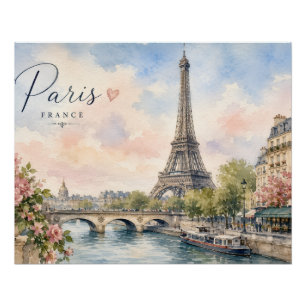 Póster Torre Eiffel rio Sena Paris França