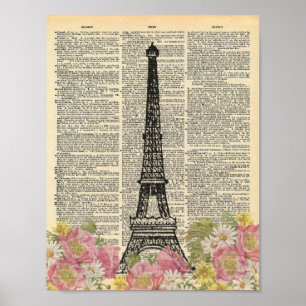 Póster Torre Eiffel romântica de Paris da arte do