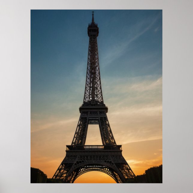 Poster Torre Eiffel Sunset Moderna Paris Francesa (Frente)