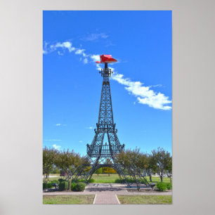 Poster Torre Eiffel Usando Chapéu de Cowboy Vermelho, Par