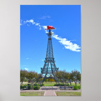 Poster Torre Eiffel Usando Chapéu de Cowboy Vermelho, Par