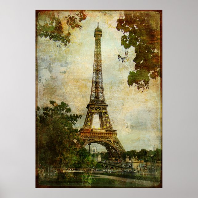 Póster Torre Eiffel Vintage (Frente)