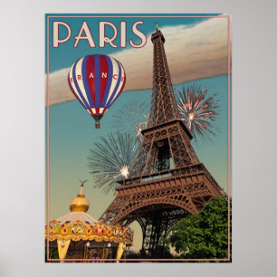 Póster Torre Eiffel Vintage - 18x24