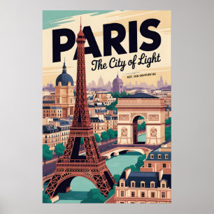 Poster Torre Eiffel Vintage Paris França Viagem Retro