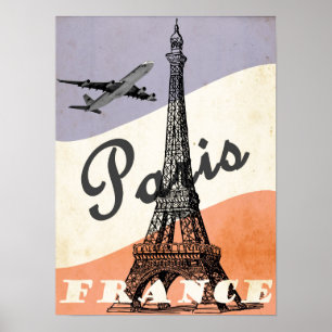 Poster Torre Eiffel Vintage Paris Viagens Aéreas Publicid