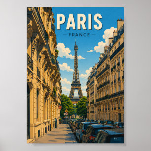 Poster Torre Eiffel Vista de Rua Paris França