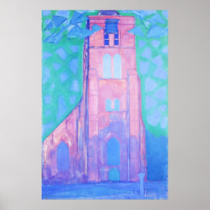 Poster Torre Igreja em Domburg por Piet Mondrian