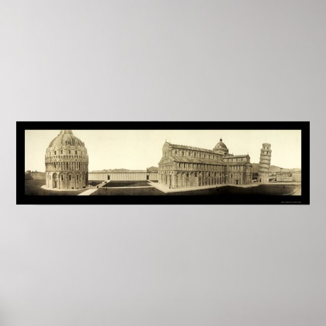 Póster Torre inclinada de Pisa Foto 1909 (Frente)