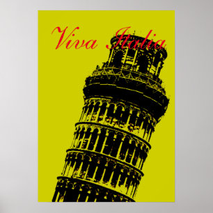 Póster Torre inclinada de Viva Italia da arte do viagem