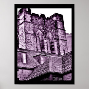 Póster Torre medieval em roxo