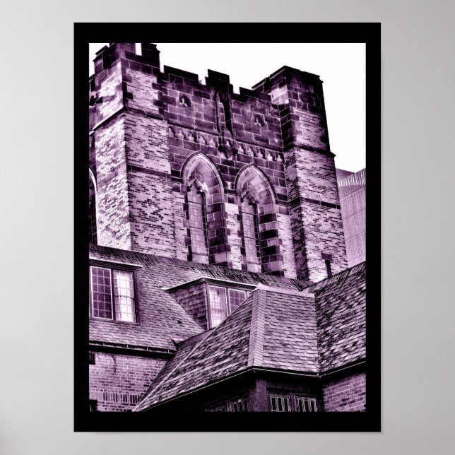 Póster Torre medieval em roxo (Frente)