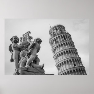 Póster Torre Preta e Branca de Pisa Itália