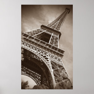 Póster Torre Sepia Eiffel de baixo