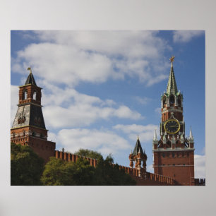 Póster Torre Spasskaya na Praça Vermelha, Moscou, Rússi