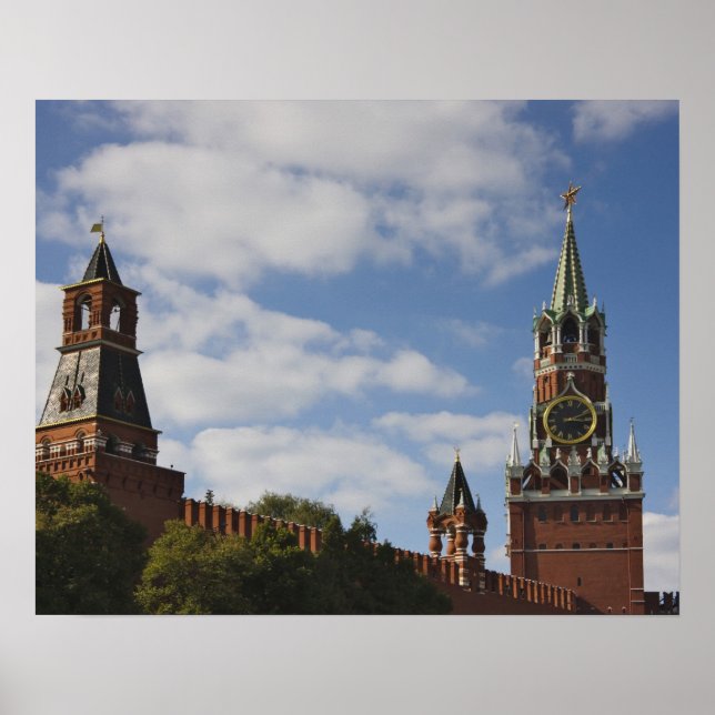Póster Torre Spasskaya na Praça Vermelha, Moscou, Rússia (Frente)