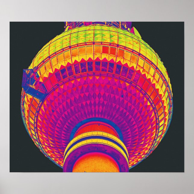 Póster Torre Tv (Fernsehturm), Berlim, Cor Arco-Íris (tv) (Frente)