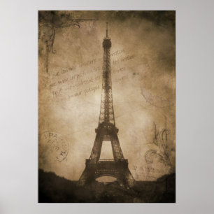 Póster torre vintage eiffel